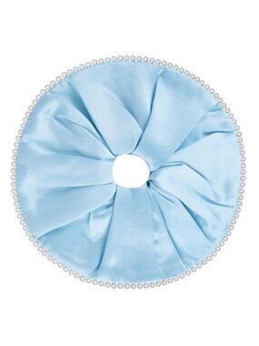 RIKI 100% Silk Sparkly Hair Scrunchie Blue Crease-Free Hair Tie – NIB
